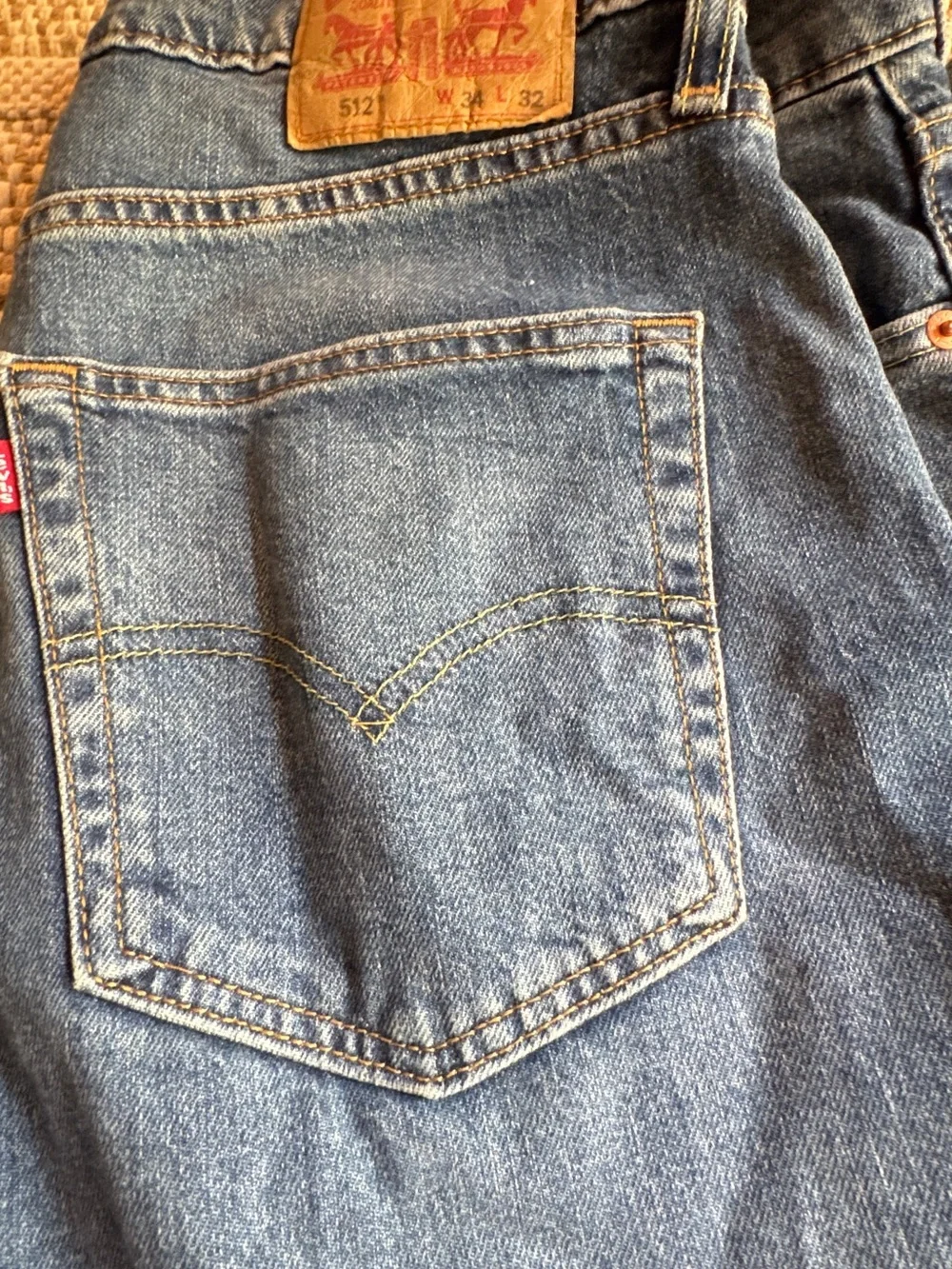 Levi's Men's Slim Straight Jeans - Blue with Tan Patch